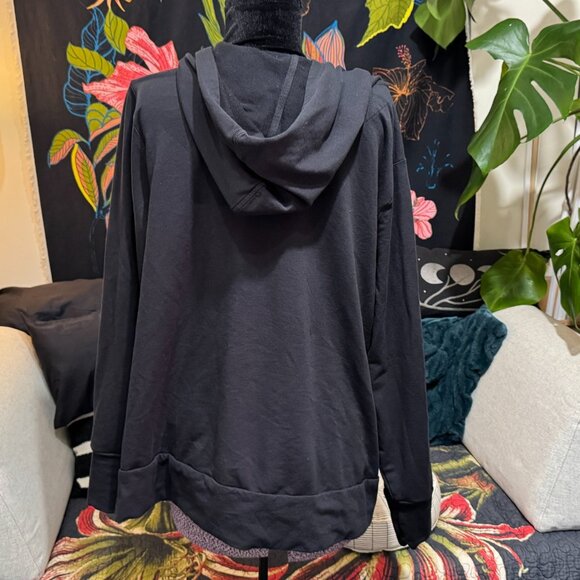 AnyBody French Terry Hooded Sweatshirt with Side Snaps, Black, XL - Picture 5 of 13
